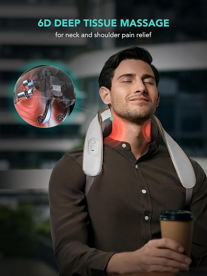 SKG H5mini Neck and Traps Massager with Heat for Deep Tissue Relief, Father's Day Dad Gifts, 6D Hand Kneading, Cordless Neck and Shoulder Massager, Hands-Free Wireless for Men and Women