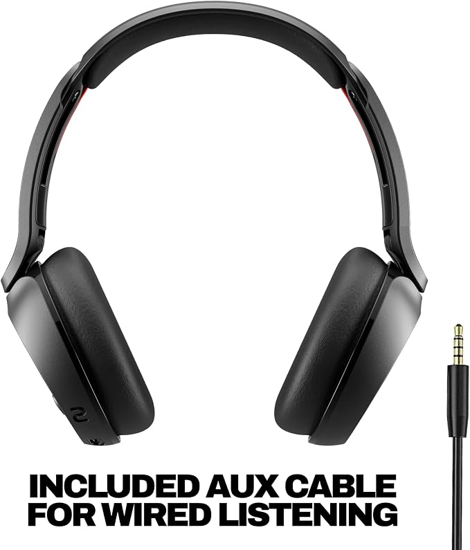 Skullcandy Icon 180 Wireless On-Ear Bluetooth Headphones, Up to 50 Hours Battery, Lightweight and Travel Ready, Secure Fit, Sweat and Water Resistant, Microphone iPhone Android - True Black