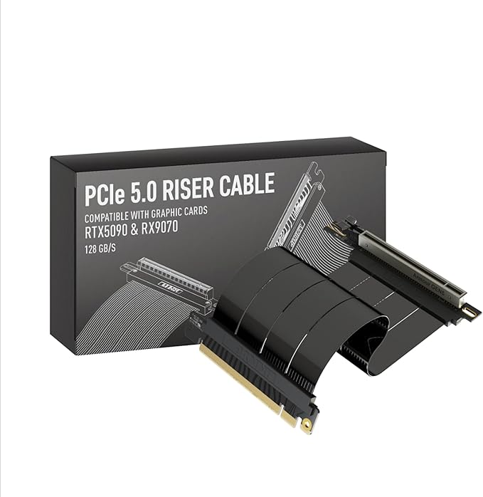 LINKUP PCIE 5.0 Riser Cable | for Vertical GPU Mount | Right Angle | Graphics Card GPU Ready | Usable with PCIe 4.0 & RX 9070/ RTX5090 | 15cm (Total Length: 19cm)