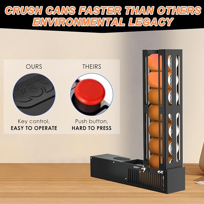 YOTAN Electric Can Crusher, 8oz 12oz 16oz Automatic Can Crusher, Can Fill 8 Cans at a Time, Automatic Can Eject, Heavy Duty Can Crushers for Recycling Aluminum Seltzer, Cola, Beer Cans