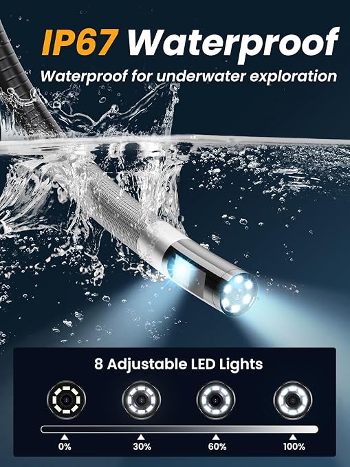 Acoath Two-Way Articulating Borescope, Endoscope Camera with Light, Dual-Lens 1080P Industrial Inspection Camera, 4.3" IPS Screen, 32GB Card, IP67 Waterproof Sewer Tools - 5FT