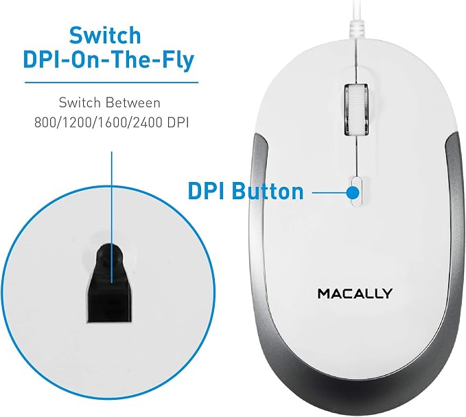 Macally Ultra Slim Wired Keyboard and a Silent Wired Mouse, Simplistic Apple Accessories