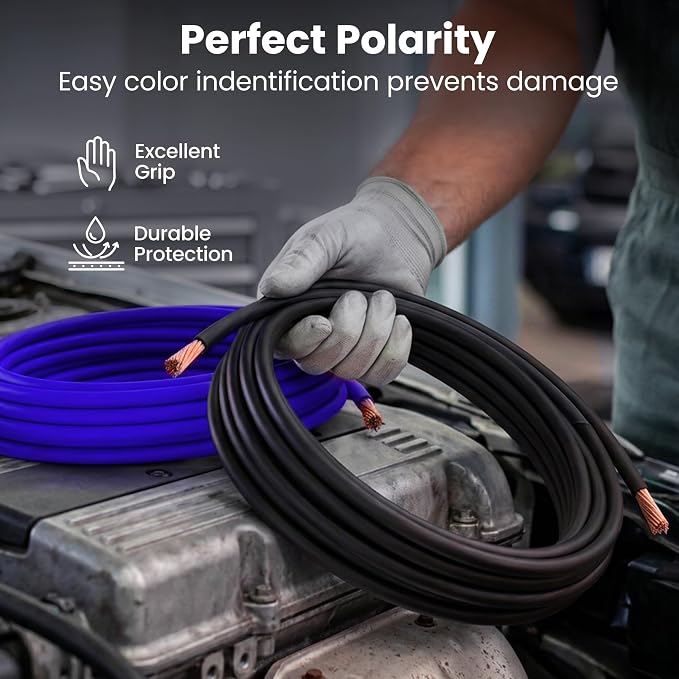 GEARit 8 Gauge Wire 25 ft Black, 8 AWG Battery Cable CCA, Copper-Clad Aluminum Ground Cable for Car Audio Amp, Automotive, RV