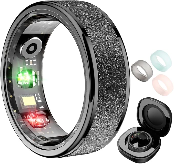 COLMI R10 Smart Ring, Smart Health Ring for Women, Features Heart Rate, Blood Oxygen, Pedometer, and Fitness Tracker, Smart Ring Womens, No Subscription Fee. (Black, 9#)
