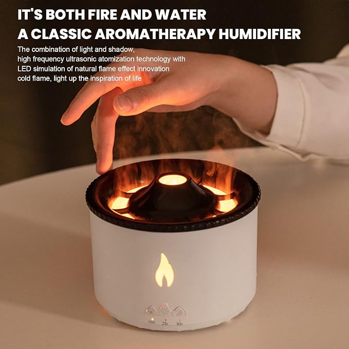 Volcano Diffuser humificador de Aromas Flame Essential Oil Diffuser Bedroom Humidifier with LED Cold Flame Light and Delicate Atomization for Study Living Room Hair Dryers & Accessories