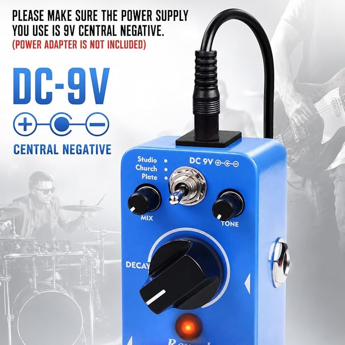 AITONE AT-02 Reverb Pedal Digital Reverb Guitar Effect Pedal with 3 Modes True Bypass for Electric Guitar