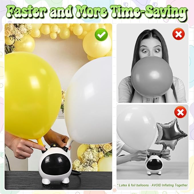 Togvu Balloon Pump Electric, Portable Balloons Inflator Air Pump with 2 Nozzles, Small Balloon Blower Machine 600W for Latex Garland Arch and Foil Balloons
