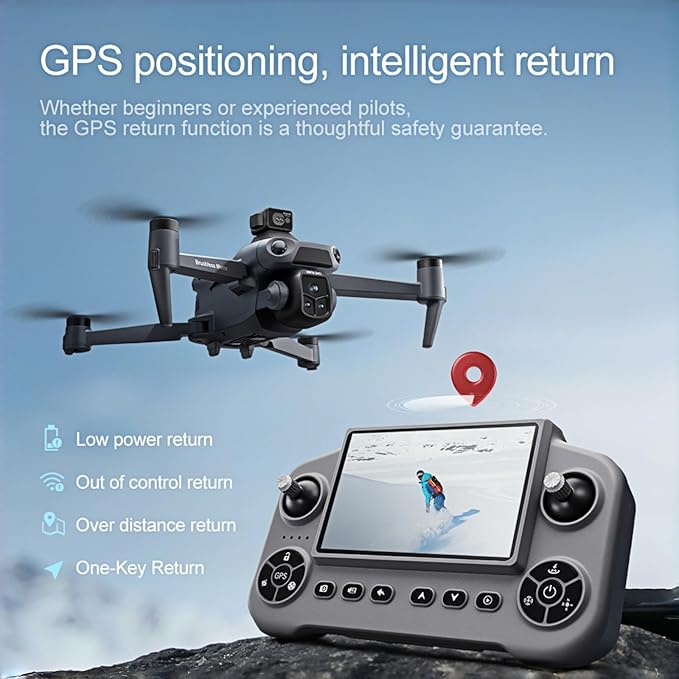 GPS Drone with 8K Camera for Adults, Obstacle Avoidance, 5G Large Screen Controller, Follow Me, 3 Batteries 75 Min Flight Time, 50x Zoom, Brushless Motor, Under 249g (Deep Space Grey)