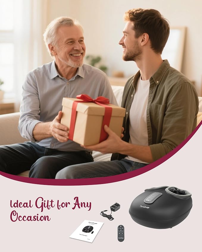 Foot Massager with Heat, Compression, Shiatsu Foot Massager Machine with Remote, Auto-Off Timers, Foot Warmer for Home Office, Up to Size 14,Black
