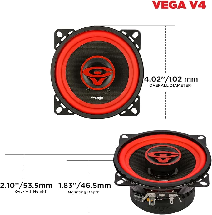 CERWIN-VEGA! V4 4" VEGA 2-Way 240 Watts 4 Ohm Coaxial Speakers(Pair)