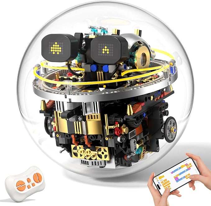 STEM Robot Building Kit, 804PCS APP & Remote Control Spherical Robotic Toys for Kids Age 8-14+ with Expressions & Lights, Rolling Technic Coding Robotics Kit Educational Gift for Boys Girls