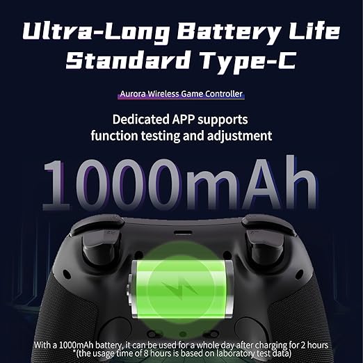 AceGamer Aurora II 2.4G Wireless Bluetooth Controller for PC/Android/Switch/iOS/Switch 2/Steam Deck with Rotary Motors, RGB Hall Effect Joysticks - Upgraded PC Gaming Controller and Back Buttons Lock