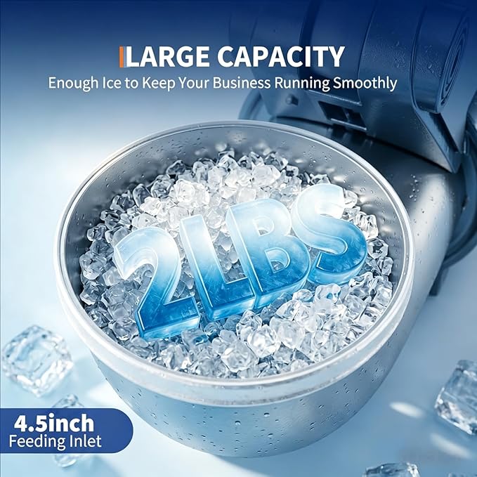 Commercial Ice Crusher, 2000RPM 750LBS/H Shaved Ice Machine, 350W Electric 4 Blades Snow Cone Machine for Home Use, Bars, Cafes, Parties, Silver