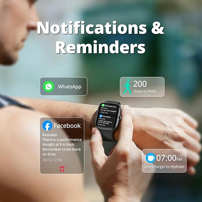 Smart Watch for Men Women, 1.83" HD Touchscreen Fitness Tracker, Bluetooth Calling, 110+ Sports Modes, Heart Rate SpO2 Sleep Monitor, DIY Dial, IP67 Waterproof, Compatible with Android & iOS