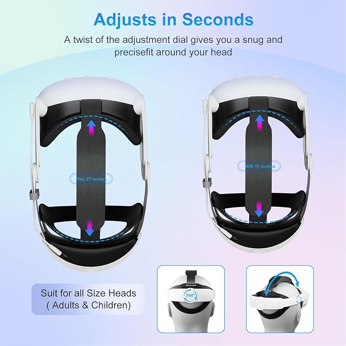 10000mAh Battery Head Strap for Meta Quest 3/3S - Elite Strap with Battery Pack Accessories Fast Charger to Extend Quest 3/3S 2-4H Playtime - VR Stocking Stuffers for Men - Mens Stocking Stuffers