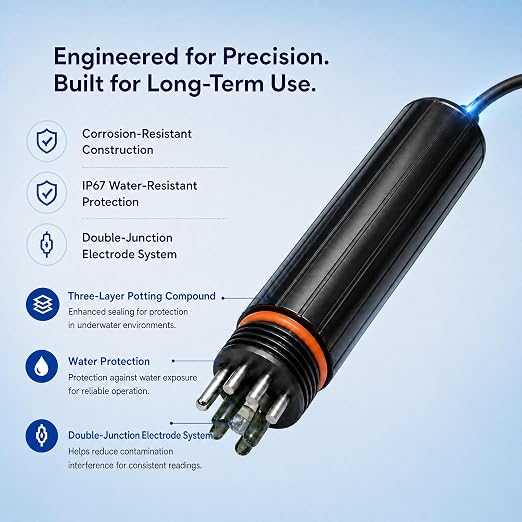 7-in-1 Water Quality Monitor, Dual Mode Local Display & WiFi Smart Monitoring, pH ORP TDS EC Salinity S.G. Temp Meter for Aquariums, Reef Tanks, Hydroponics & Ponds
