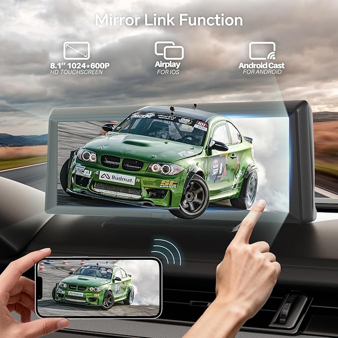 8.1" Portable Wireless Carplay Car Stereo, Apple CarPlay & Android Auto, 2K Built-in Dash Cam, 1080P Backup Camera, Plug & Play Touchscreen with Offline GPS Navigation, Bluetooth 5.2 for Truck SUV RV