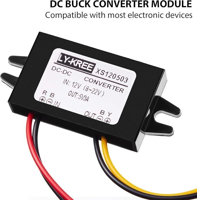 Weewooday 8 Pieces Direct Current Converter 12v to 5v 3a 15w Buck Converter Module, Reduced Voltage Regulator Car Power Output Power Adapter, Wire Interface