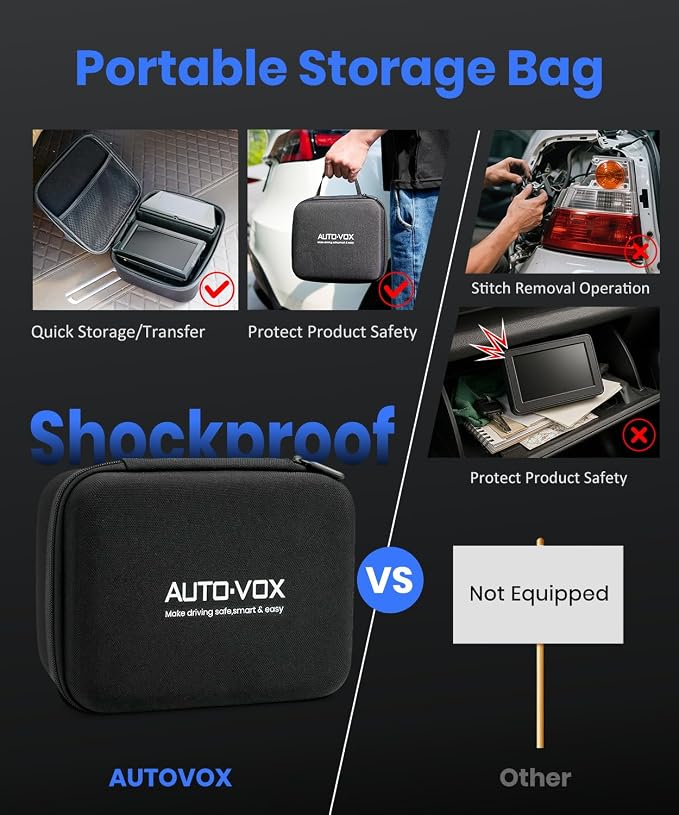 AUTO VOX Wireless Backup Dual Camera Solar Magnetic: Portable Storage Bag Include,1-Min Easy Installation,5" 1080P Monitor, 380FT Signal Stable Coverage Back Up Camera for Truck, SUV, RV,Trailer, Van