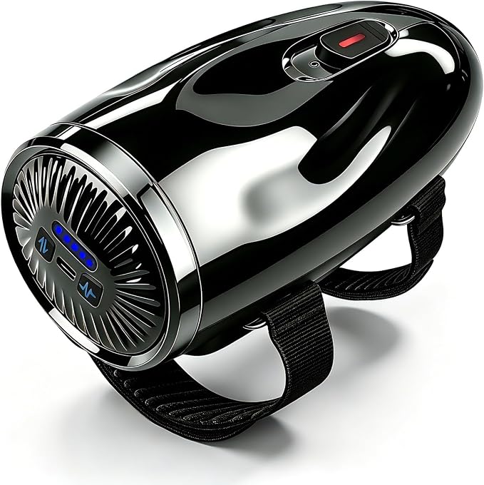 Professional Handheld Palm Massager with Adjustable Straps, 5 Modes, 2600mAh USB Rechargeable Vibrating Massager for Barber Salon, Neck & Scalp Care（Black）