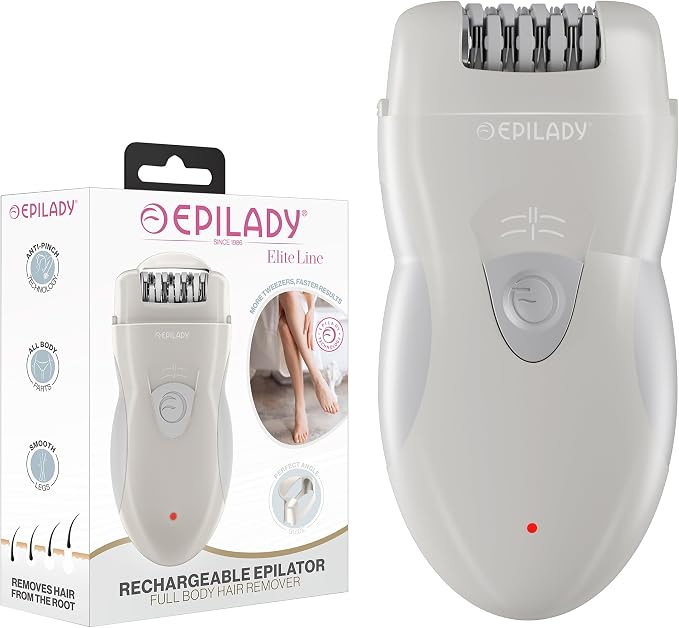 Epilady Legend 5 Rechargeable Cordless Epilator for Women, 56-Tweezer Dual Speed Full Body Hair Removal Device for Legs, Underarms, & Bikini, Long-Lasting Smooth Skin, Travel Case Included (Gray)
