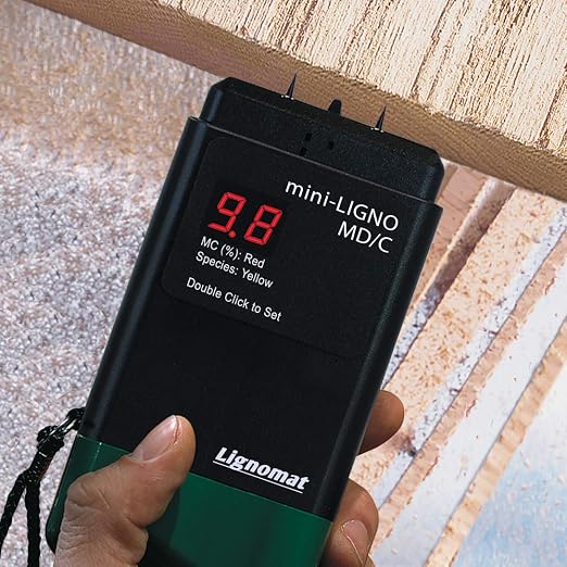 Lignomat M-11 Mini-Ligno MD/C in-Kiln Moisture Meter Detector – Precise Wood Moisture Measurement, Dual Calibration for Soft and Hard Wood, External Probe Compatible, 6' Teflon-Coated Cable