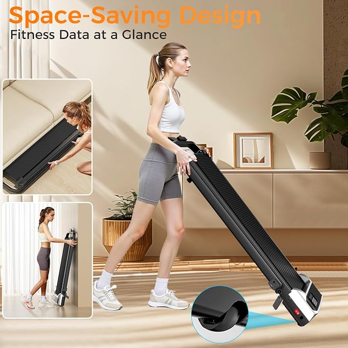 Walking Pad Treadmill with 8% Incline for Home Office,3.0HP Low Noise Portable Folding Under Desk Treadmill with Remote Control,Jogging Running Machine,350 Lbs Capacity,LED Display,Handle Bar
