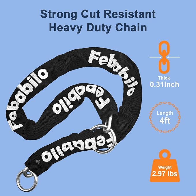 Bike Locks Heavy Duty Anti Theft,4 Digit Combination Ebike u Lock with Cut-Proof Security 4FT x 8mm Chain,Combo Large U Shape Lock for Motorcycle,Scooter,Bicycle,Electric,Moped