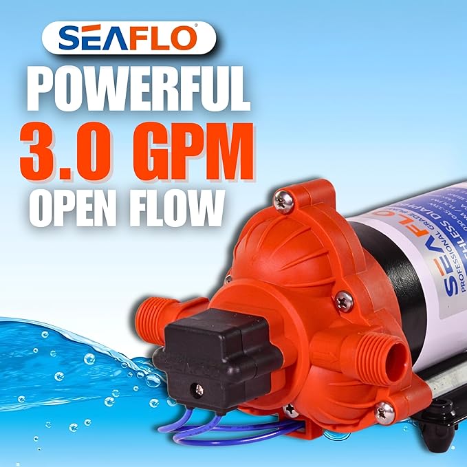 SEAFLO 33W Series 115V AC, 3.0 GPM, 45 PSI Brushless Automatic Demand Diaphragm Water Pressure Pump – Ultra Quiet Operation, Self-Priming, Overload Protection, NSF & UL Certified- 4 Year Warranty!