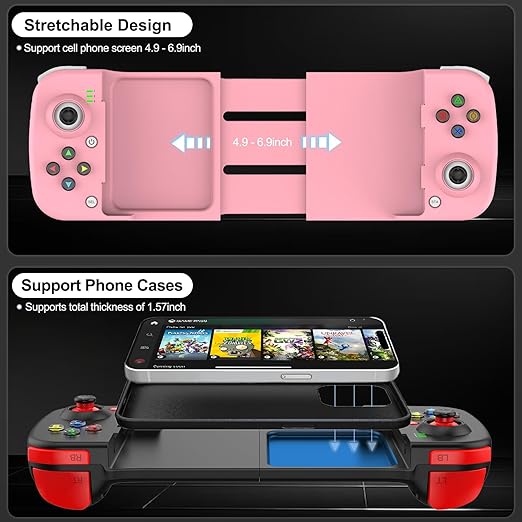 arVin Mobile Game Controller for Samsung Galaxy S23/S22/S21 Ultra, TCL, Tablet, Android Wireless Gamepad for iPhone 15/14/13/12, iOS, iPad, MacBook, PC Gaming Joystick with Back Button, Direct Play