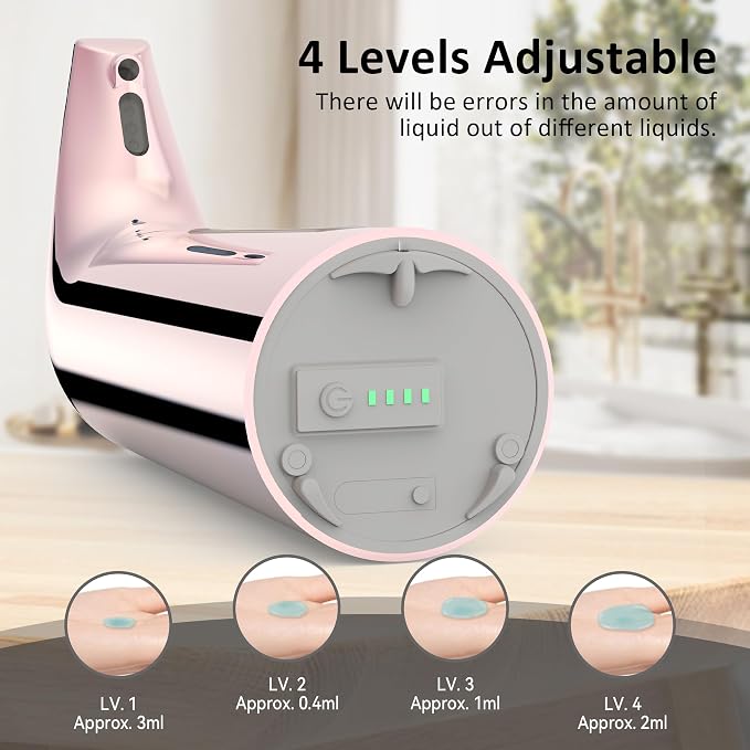 Convenient Automatic Soap Dispenser,4 Adjustable Levels Touchless Hand Sanitizer Pump with Infrared Sensor, 400 ml Countertop Electric Soap Dispenser