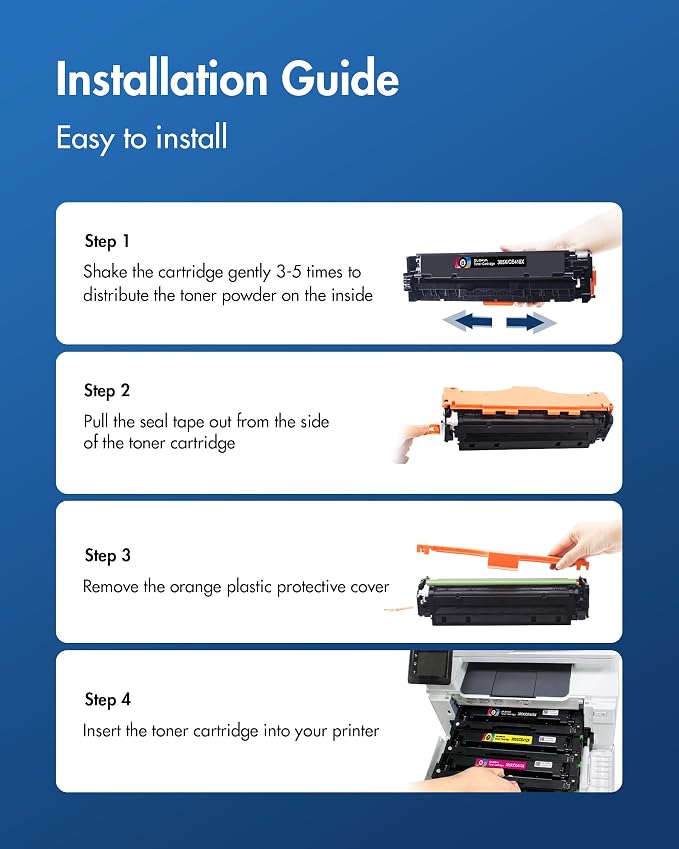 305X Toner Cartridges (with Chip) - 4 Pack High Yield Replacement for HP 305A Toner Cartridge CE410A, Works for LaserJet Pro 400 M451dn M451nw M475dn M475dw M451dw M375nw Series Printer | CE410X