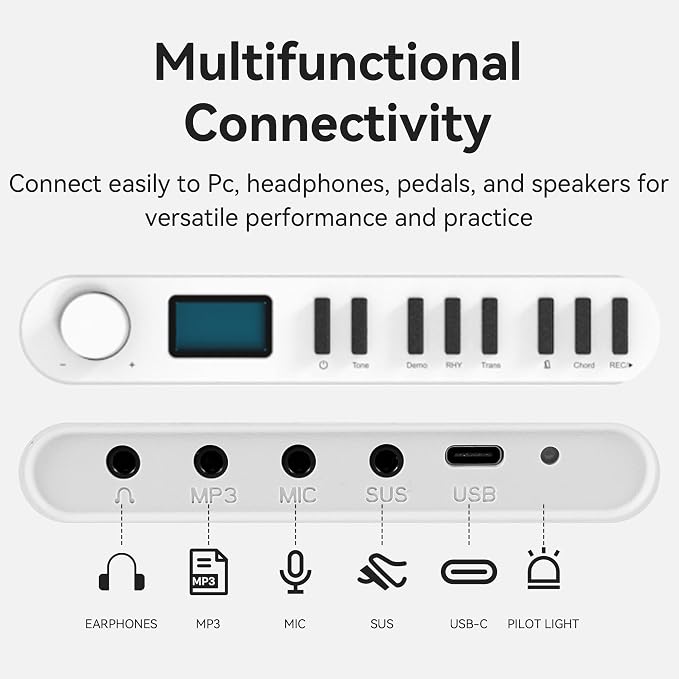 Carina Piano Keyboard, 88 Keys Full Size Semi Weighted Foldable Piano, Portable Electronic Keyboard Piano, Sustain Pedal, Keyboard Stickers, Music Stand and Piano Bag (White)