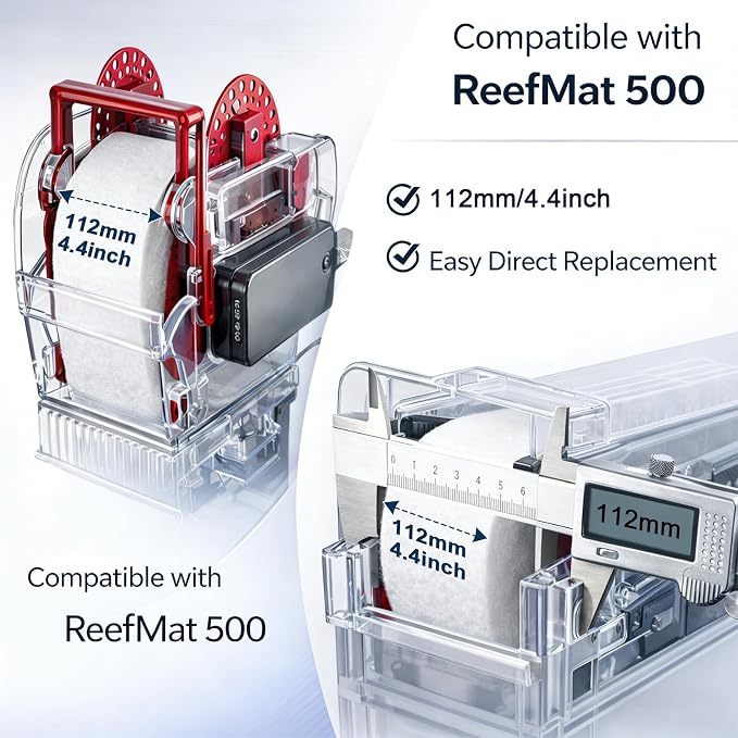 Podoy Replacement Fleece Roll Compatible with Red Reef 500, Aquarium Automatic Filter Media Roll for Saltwater & Reef Tanks, High-Density Mechanical Filtration, 2 Pack