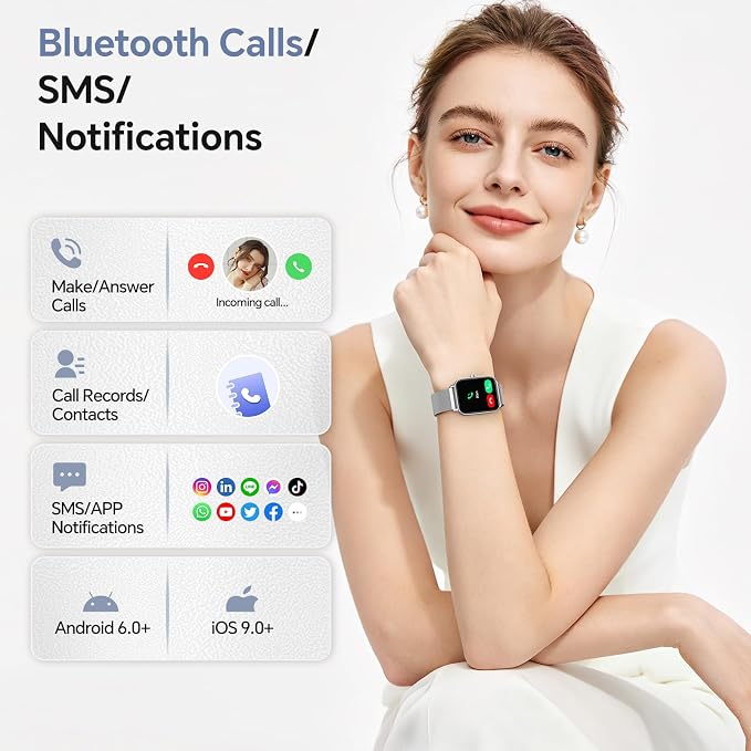 Smart Watches for Women Men (2 Bands), 1.85" HD Alexa Smart Watch for Android Phones & iphone Compatible, 120 Sport Modes Fitness Watch, Heart Rate/SpO2/Sleep Tracker, 3ATM Waterproof Pedometer Watch