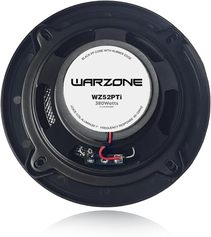 Warzone 2X WZ52PTi 5-Inch Super Coaxial Speaker Pair, 4 Ohm, 380W Max, 100W RMS, 90dB Sensitivity, Ferrite Woofer & PEI Dome Tweeter for Pro Car Audio