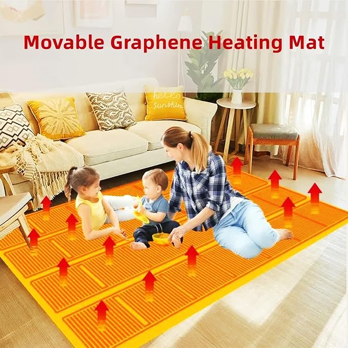 Electric Heated Floor Mats Foot Heater, Heated Foot Warmer Mat Under Desk for Office and Home, Graphene Electric Heated Carpet Area Rug Electric Heating Pads(50x60cm)