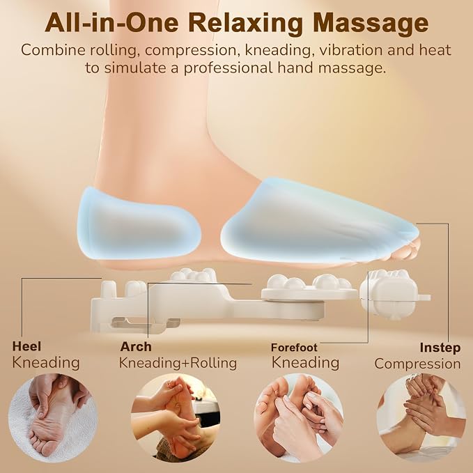 Foot Massager with Heat & Compression for Neuropathy and Tired Feet | Removable liners for easy cleaning, Thoughtful Gift for Family, Friends & Loved Ones