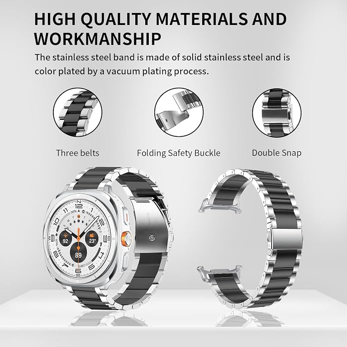 GOLDTOLUCK No Gap Stainless Steel Band Compatible with Samsung Galaxy Watch 8 7 6 5 4 Classic FE Pro Ultra 40mm 44mm 46mm 43mm 47mm 45mm 42mm Replacement Men Women Milanese Metal Elegant Casual