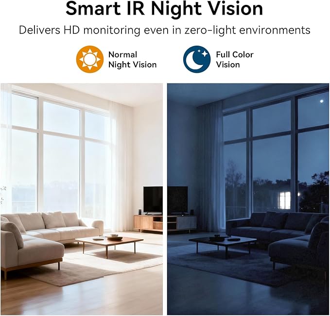 Wireless WiFi Security Camera, Nanny Cam for Home, Indoor Camera with Clock with App Control, AI Motion Detection, Loop Recording, Night Vision, Local & Cloud Storage, Easy to Use
