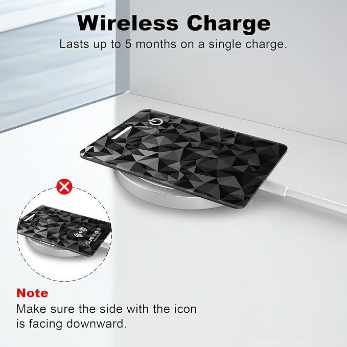 Wallet Tracker Card (iOS Only), Rechargeable Smart Card Wallet Tracker Works for Apple Find My, Thin Bluetooth Tracking Card GPS Tracker, Key Finder for Keys, Bags, Passport, Carbon Fiber