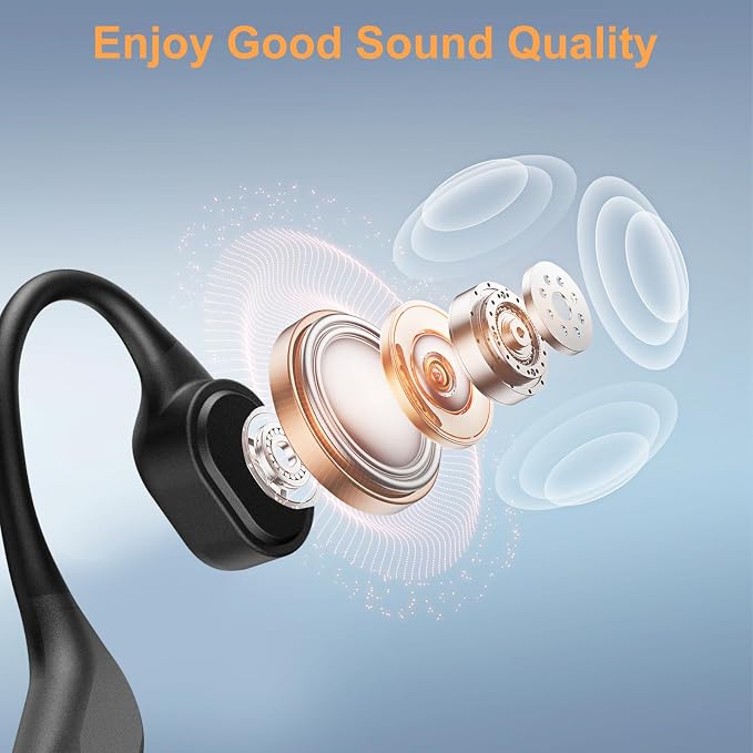 IP68 Waterproof Swimming Headphones, Bone Conduction Bluetooth 6.0 Headphones, Built-in 32GB MP3 Player, Soft Lightweight Open-Ear Design for Swimming Marathons Showers Cycling(Black