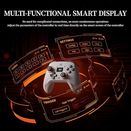 Black Shark BIGBIG WON Aether PC Controllers, LCD Smart Screen, Hall Joysticks&Triggers, 1000Hz Polling Rate, 12-bit ADC, Wireless Controller for Switch/PC/Android/iOS