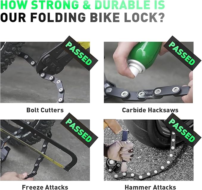 Lambolt Electric Scooter Lock - Heavy Duty Anti-Theft Folding Combination Bike Lock for Ebike | Compact Alloy Steel Security Chain Lock with Mounting Bracket & Bags