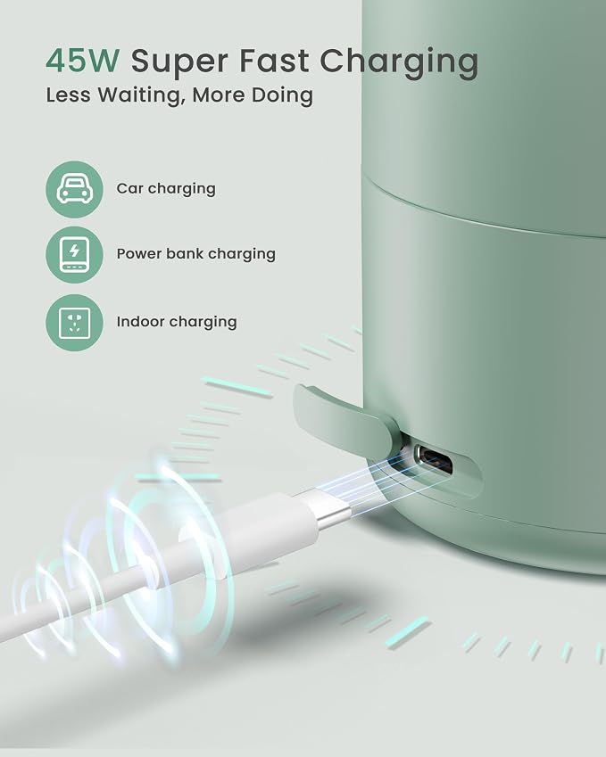 Portable Bottle Warmer - Dual Heating Modes for Breast Milk & Water, 17 Ounces, Fast Heating, Long Lasting Battery, Ideal for Travel, Outdoor, Baby Shower, Light Green