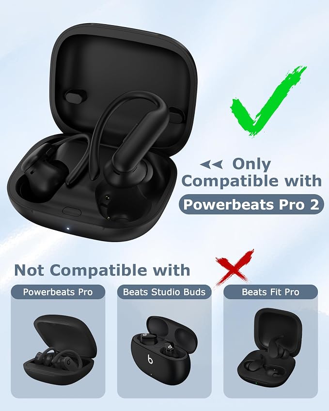 Charging Case Replacement for Powerbeats Pro 2: 600mAh Wireless Charging Case with Bluetooth Pairing & USB-C Cable