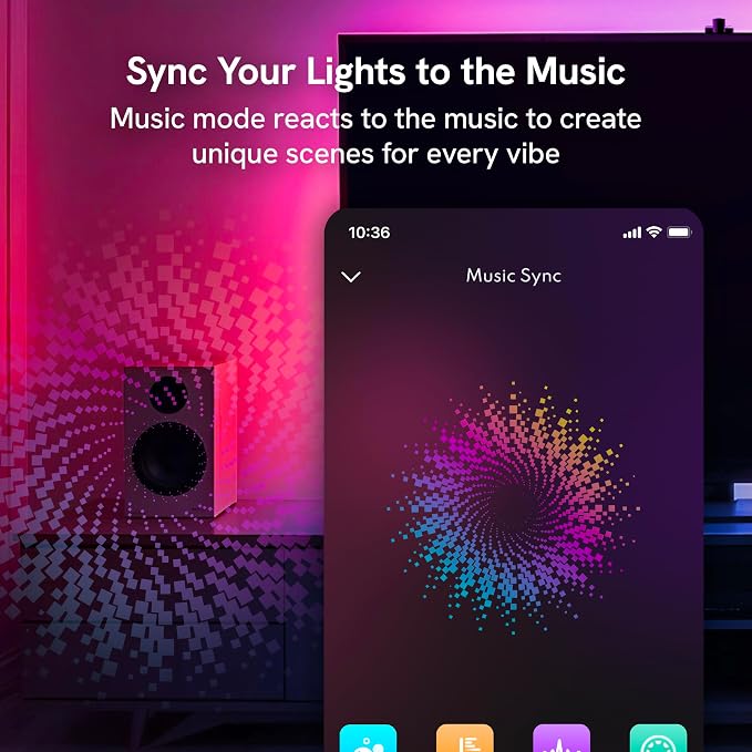 Aura Labs Smart TV Backlight Sync to Screen for 70-85 Inch TV - Camera-Based Color Match - Backlighting for TV - Voice and App Control - RGB LED Strip Light - LED Lights for TV