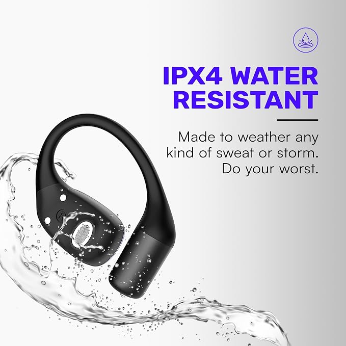 Raycon Essential Open Ear Earbuds – Open Ear Headphones, Earbuds Wireless Bluetooth, Sweat & Water-Resistant Earphones, Running Headphones with Ultra-Lightweight Design, 36 Hours Battery Life (Black)