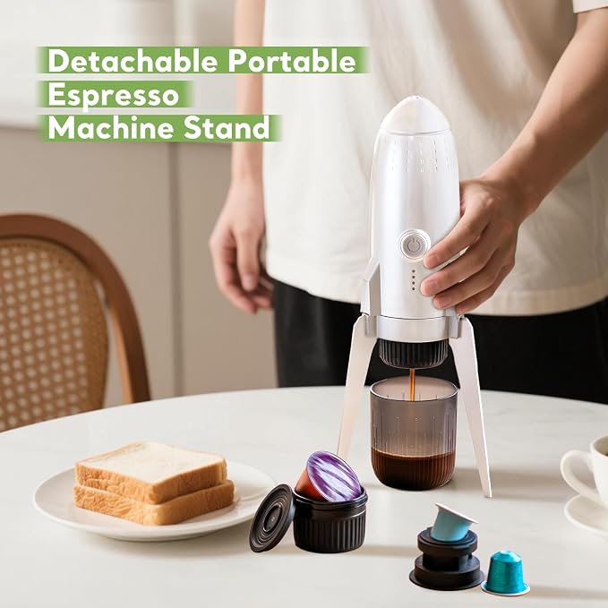 3 in 1 Portable Espresso Machine On the Go, Electric Espresso Maker Self-Heating,Mini backpacking Coffee Maker Compatible With NESPRESSO Pod,DolceGusto Pod and Ground Coffee For Travel