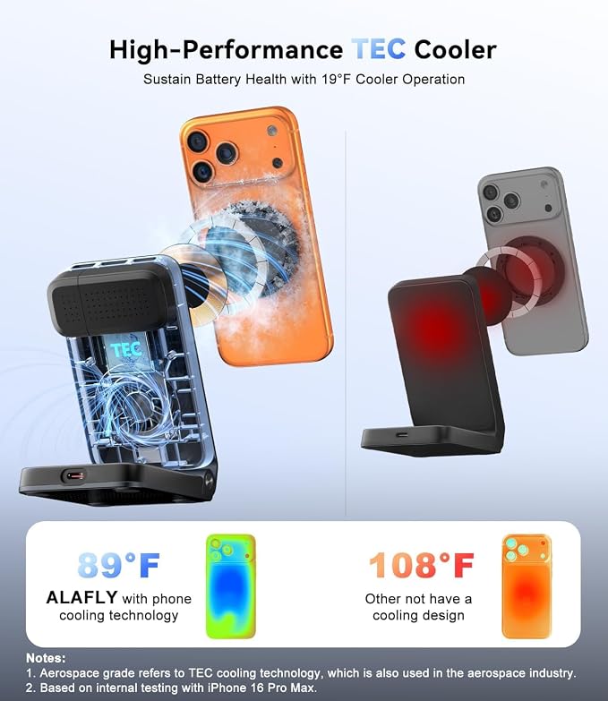 25W Fast Charging Station with Cooling Fan Certified, Wireless Charger 3-in-1 for iPhone 17 promax, Apple Watch, AirPods with MagSafe, Aluminum Alloy Charging Stand with 45W Adapter